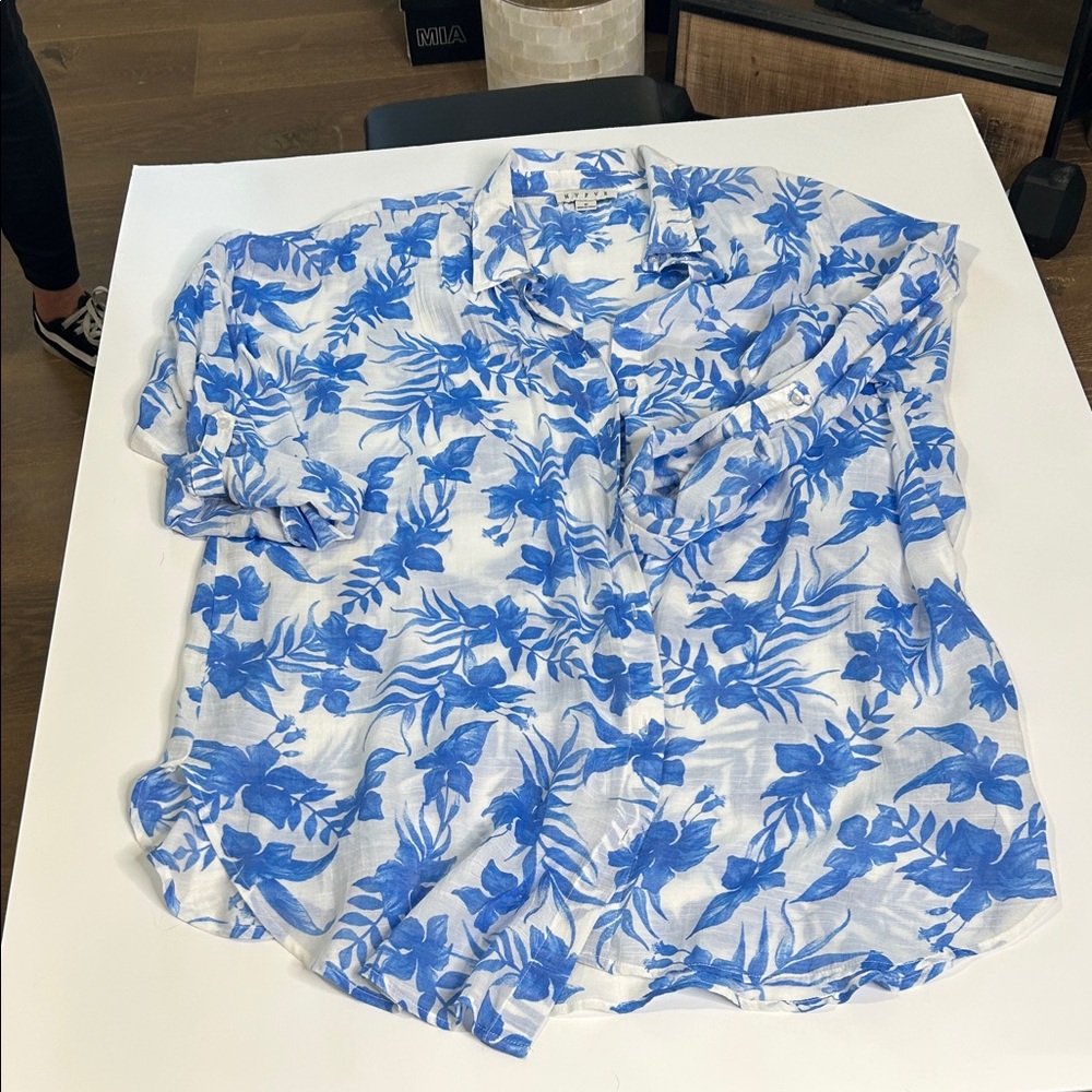 HYFVE White and Blue Tropical Men's Shirt